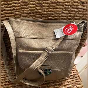 Style & co ALL ACCESS CROSSBODY Hobo BAG Metallic Cork Brand New with tags